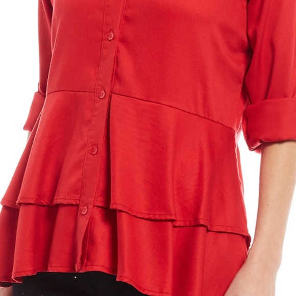 REBA Rodeo Red Layered Button Down Top - Picture 3 of 16
